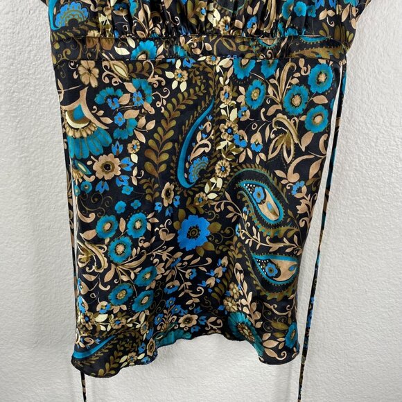 Self Esteem Top Juniors Babydoll Satin Tie Back Brown Sz L Forest Fairy 90's Y2K - Picture 5 of 8